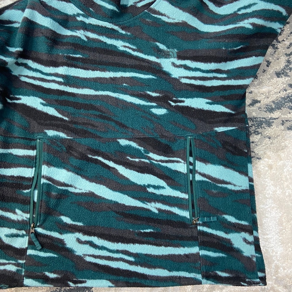 The North Face TKA Glacier Sweatshirt Womens Small Green Camo Fleece Funnel Neck - Picture 5 of 7
